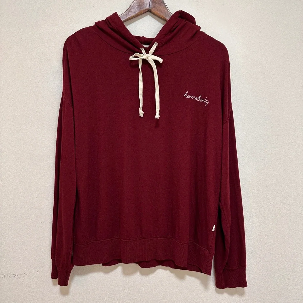 Magnolia Homebody Hoodie‎ Womens Medium Burgundy Homebody Sweatshirt Soft Cozy